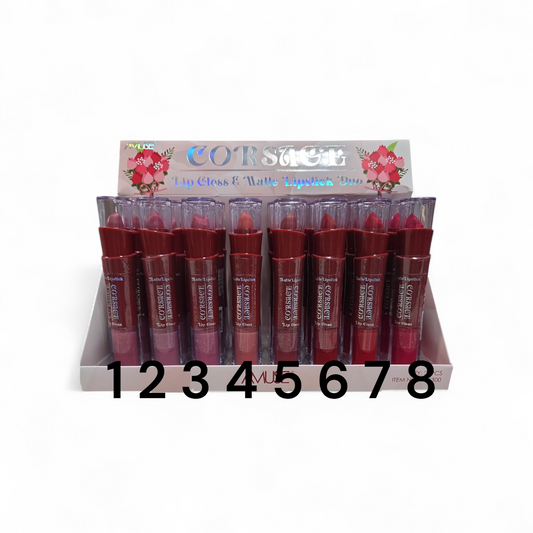 AMUSE CORSAGE LIP GLOSS MATTE LIPSTICK DUO